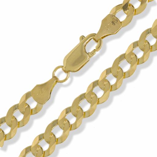 375 9ct Gold 18" 20" 22" 24" Diamond Cut 5.4mm Flat Curb Chain Necklace