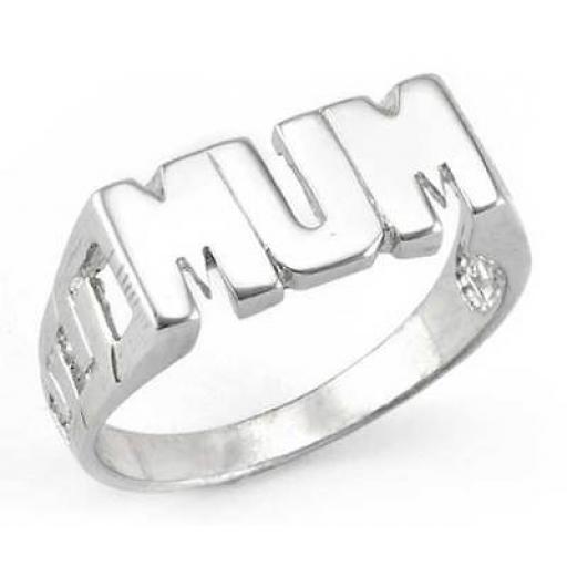 Sterling Silver Polished Mum Curb Link Pattern Signet Ring Gift Box