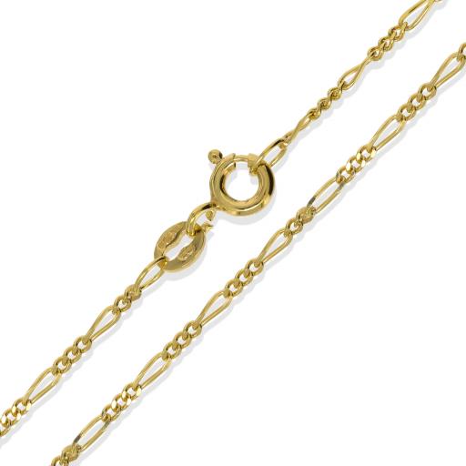 9ct Gold 1.75mm Figaro Chain Necklace 16" 18" 20" 22" 24"