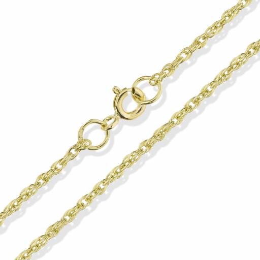 375 9ct Gold 16" 18" 20" 22" 24" Prince Of Wales 1.7mm English Rope Chain Necklace