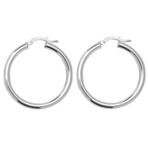 STERLING SILVER 37X4MM ROUND POLISHED TUBE HOOP EARRINGS GIFT BOX
