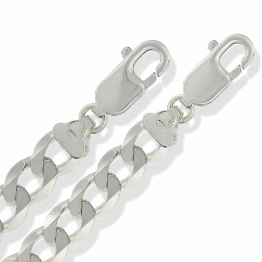 925 Sterling Silver Diamond Cut Flat 7.8mm Curb Chain Ladies Gents Bracelets Gift Box