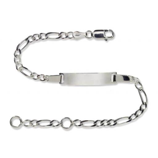 925 Sterling Silver 6.5" Childs Identity Diamond Cut Figaro Link Bracelet