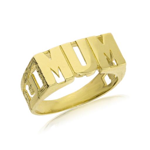 9ct Gold Polished Mum Ring Curb Link Pattern On Shoulders