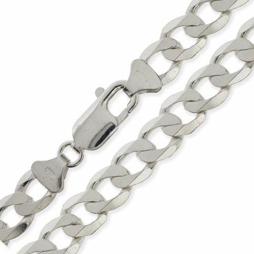 925 Sterling Silver 18" 20" 22" 24" 30" Diamond Cut 7.8mm Flat Curb Chain Necklace
