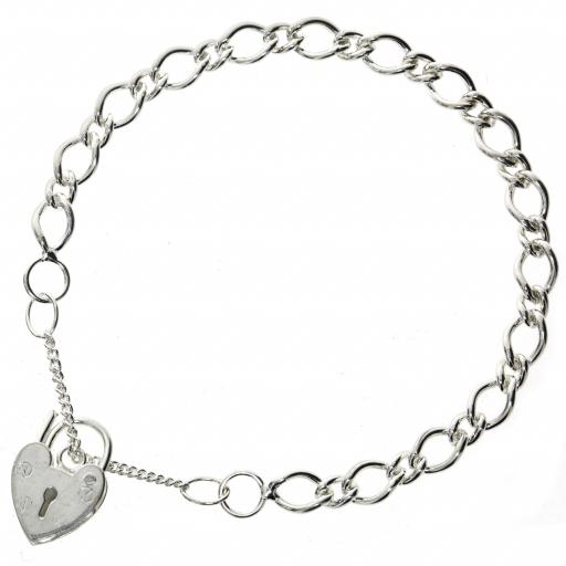 Sterling Silver 5.5" Child's Flat Round Figaro Charm Bracelet