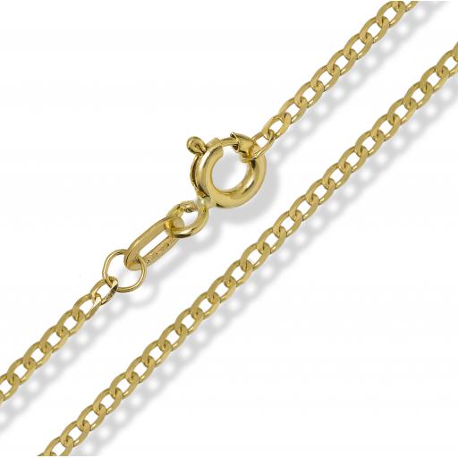 375 9ct Gold 16" 18" 20" 22" 24" 30" Diamond Cut 1.4mm Flat Curb Chain Necklace