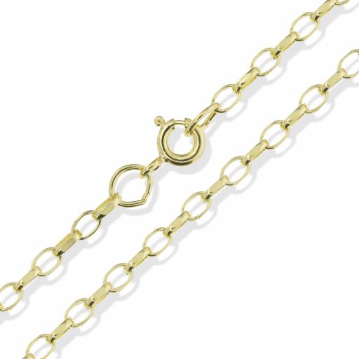 375 9ct Gold 16" 18" 20" 22" 24" Faceted 2.3mm Oval Belcher Chain Necklace