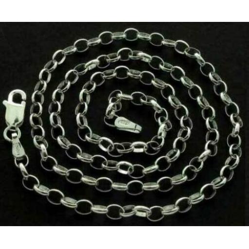 Sterling Silver 16" 18" 20" 22" 24" 30" 3.0mm Oval Belcher Chain