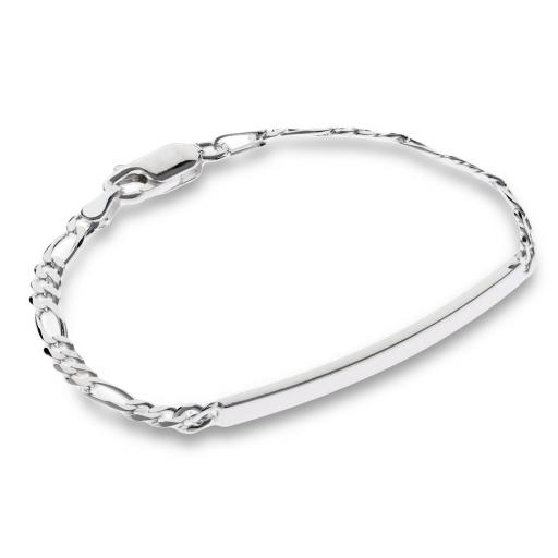 Sterling Silver 5.5" Childs Identity Bracelet Baby Figaro Curb Kids Id Free Engraving Gift Box