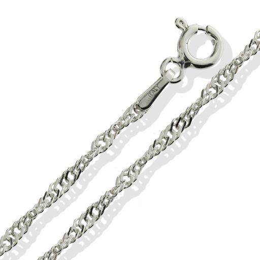 Sterling Silver Singapore Chain 16" 18" 20" 22" 24" Diamond Cut 2.0mm Twisted Curb Chain Necklace