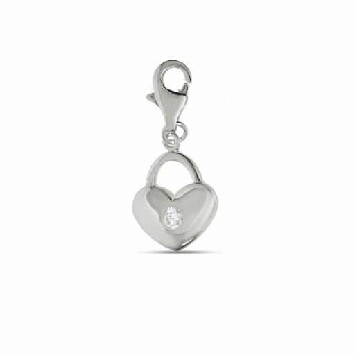 925 Sterling Silver Cz Heart Charm