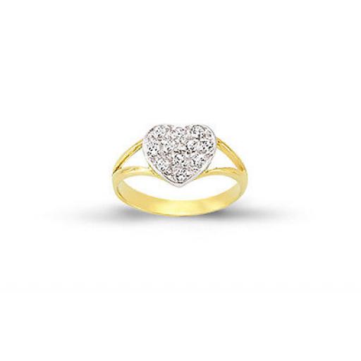 9ct Gold CZ Solid Heart Ring