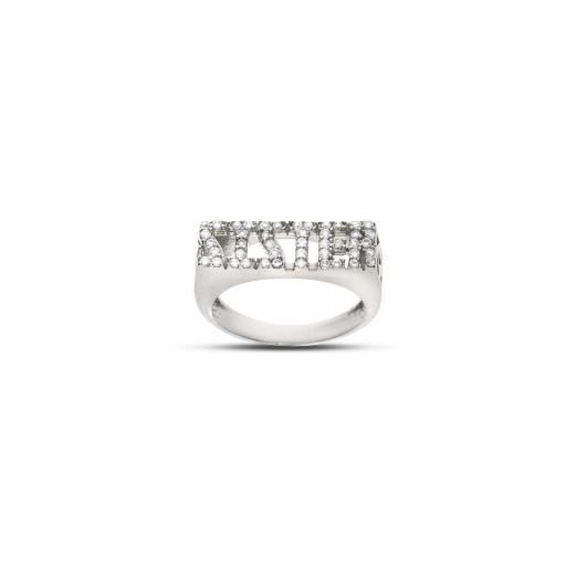 925 Sterling Silver Sister Basket Pattern Signet Ring With Pave Set Cubic Zirconia Gift Box