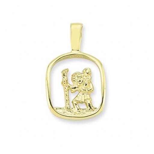 9ct Gold Mm Barrel Shape Cut Out St Christopher Pendant Gift Box