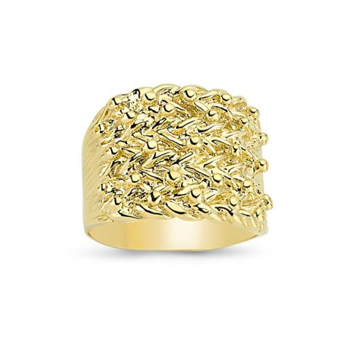 9ct Gold Solid Wide 5 Row Keeper Ring
