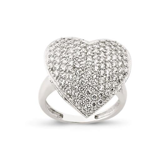 9ct White Gold 9ct Large CZ Heart Ring