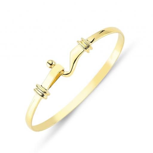 9ct Gold Yellow Childs Solid Hook And Eye Bangle