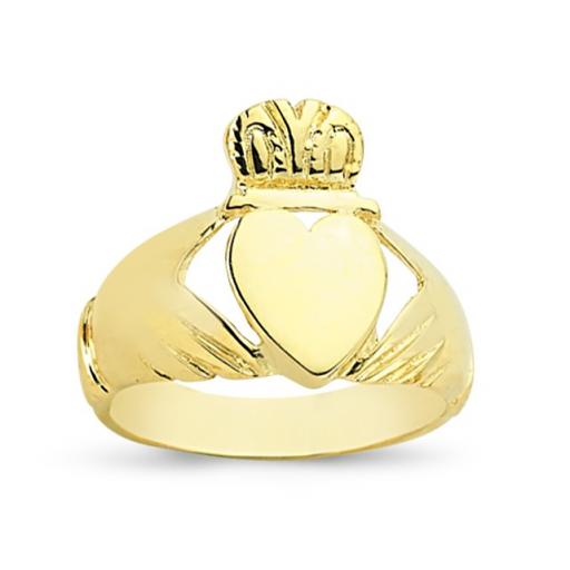 9ct Gold Solid Heavy Claddagh Celtic Heart Ring