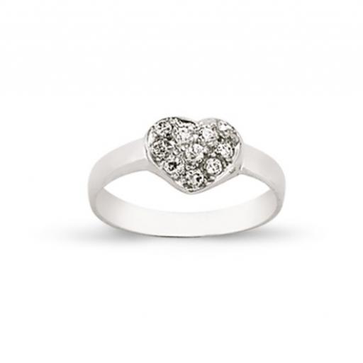 Sterling Silver CZ Small Heart Kids Ring