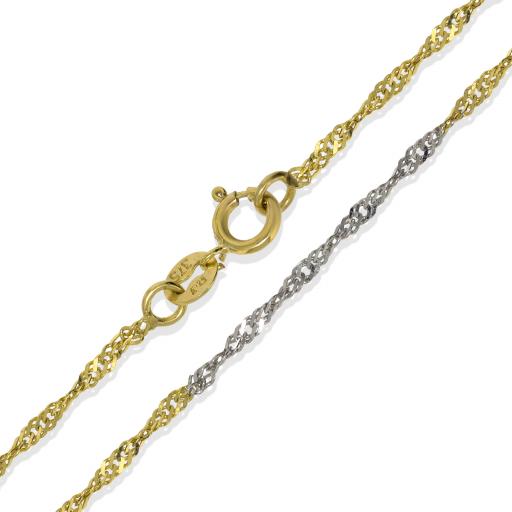 9ct Gold 2 Tone Singapore Twisted Curb Necklace