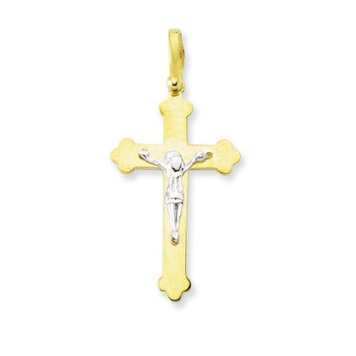 9ct Gold 2 Colour Gold Club End Crucifix Cross Pendant
