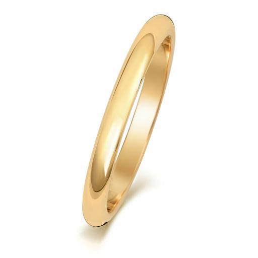 9ct Gold Wedding Ring 2mm Yellow D Shape Band Engraving