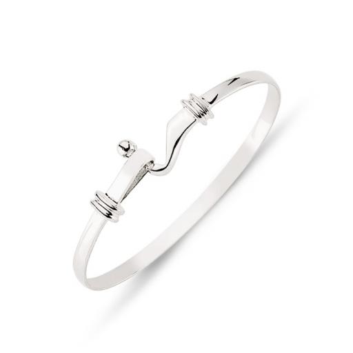 9ct Gold White Childs Solid Hook And Eye Bangle