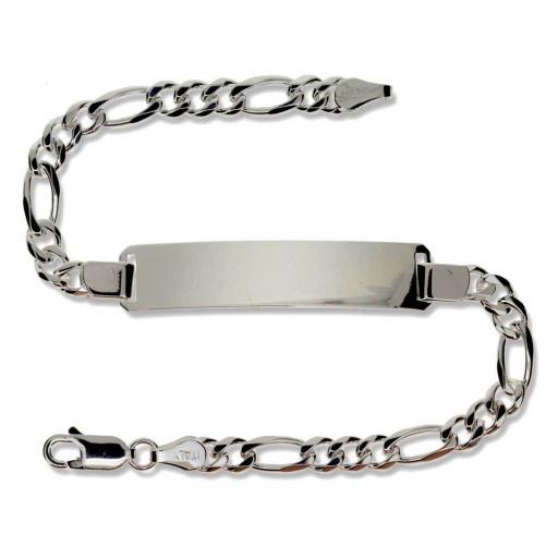 925 Sterling Silver 7.6" Ladies Figaro Bracelet