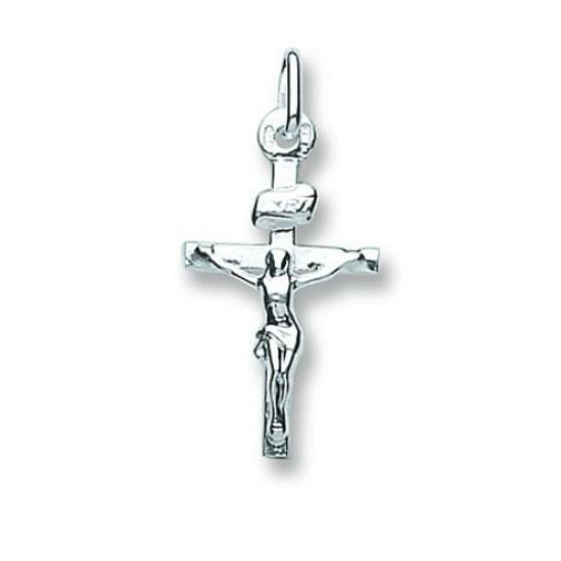 925 Sterling Silver Polished Flat Crucifix Cross Gift Box