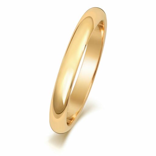 9CT GOLD WEDDING RING YELLOW 2.5MM D SHAPE LADIES GENTS PLAIN BAND ENGRAVING