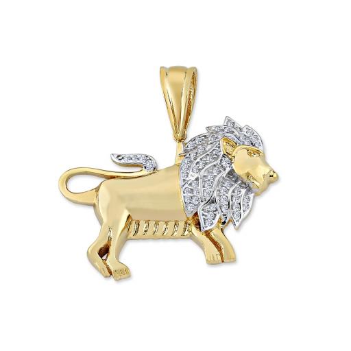 9ct Gold Cubic Zirconia Lion Big Cat Pendant