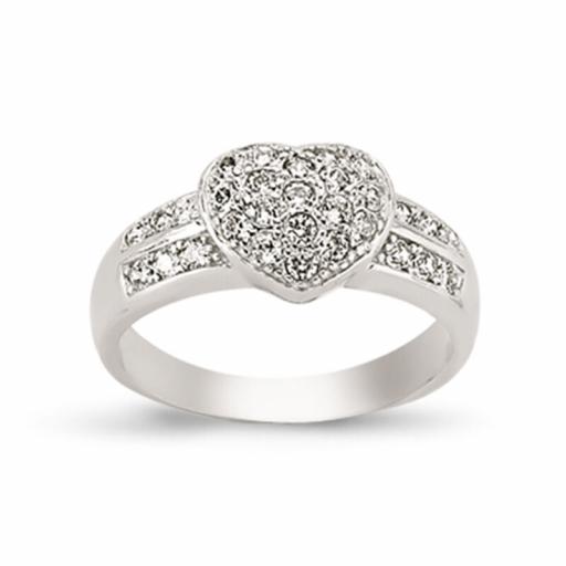 9ct White Gold CZ Heart Ring