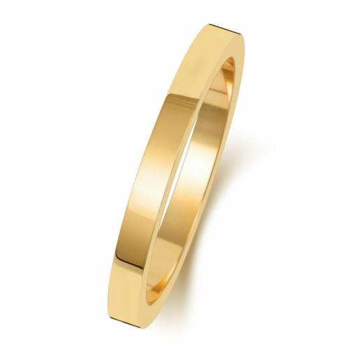 9ct Gold Wedding Ring Yellow 2mm Flat Ladies Gents Plain Band Engraving Gift Box
