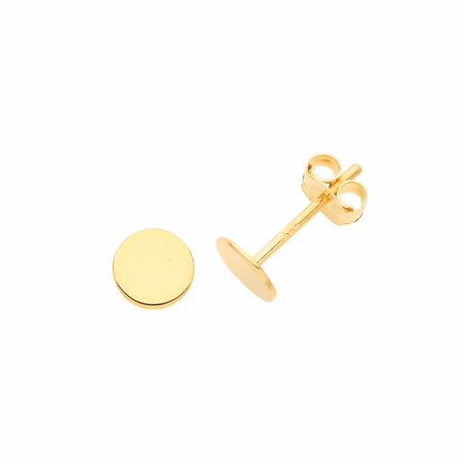 9ct Yellow Gold 5mm Disc Stud Earrings