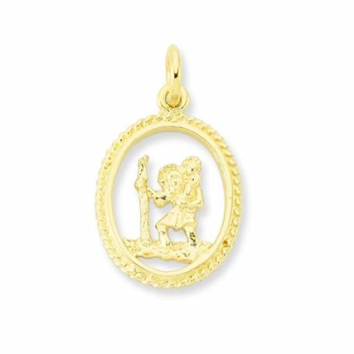 9ct Gold Mm Twisted Wire Oval Cut Out St Christopher Pendant