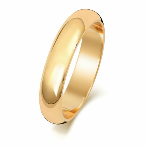 9ct Gold Wedding Ring Yellow 4mm D Shape Band