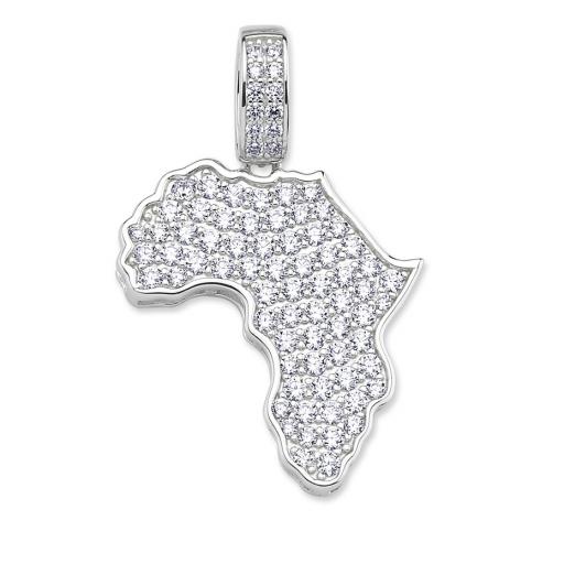 Sterling Silver CZ Map of Africa Pendant