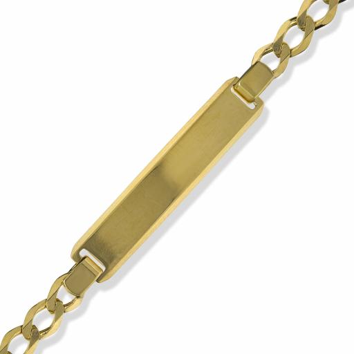9ct Gold 7.6" Identity Diamond Cut Curb Link ID Bracelet Gift Box