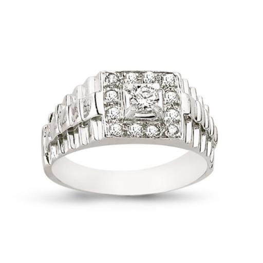 Sterling Silver Gents Cubic Zirconia Ring