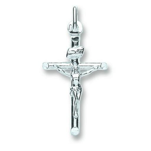 925 Sterling Silver 30x17mm Hollow Tube Crucifix Cross Gift Box