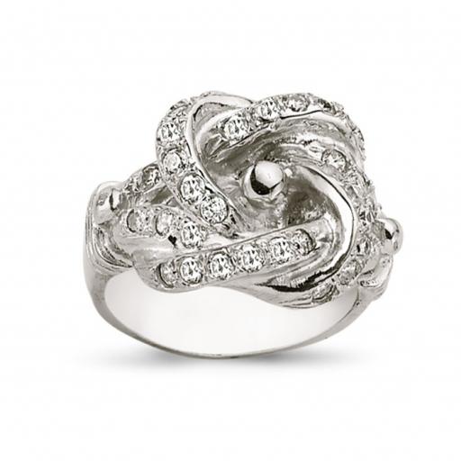 925 Sterling Silver Solid CZ Knot Ring