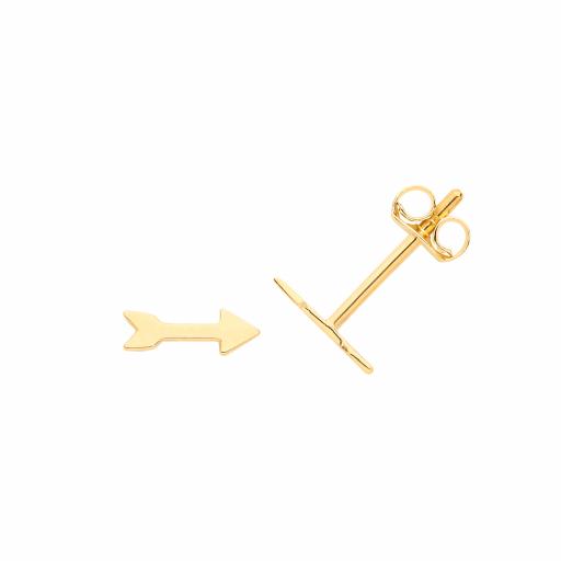9ct Yellow Gold Arrow Stud Earrings