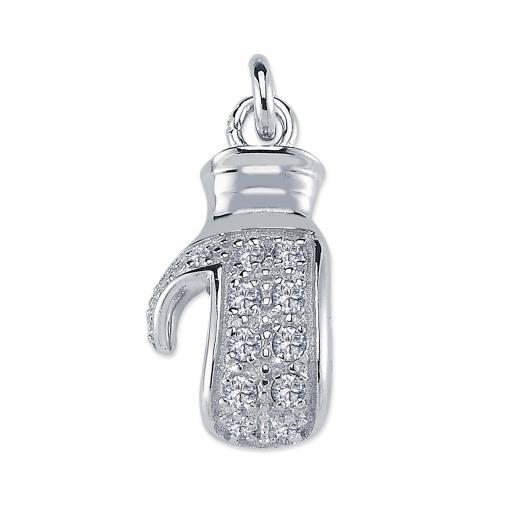 STERLING SILVER CUBIC ZIRCONIA SINGLE BOXING GLOVE PENDANT