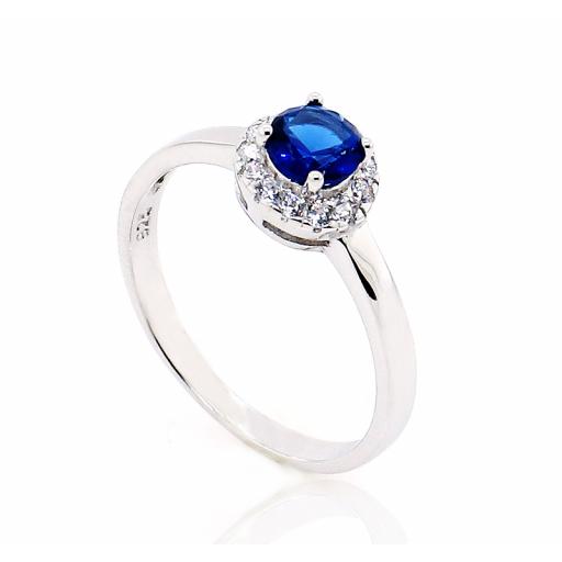 Sterling Silver CZ Sapphire Blue Ring