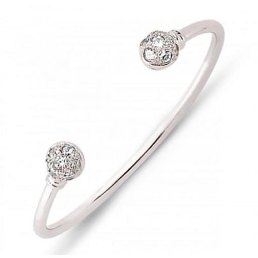 Sterling Silver Childs Cubic Zirconia Torque Ball Bead Bangle Gift Box