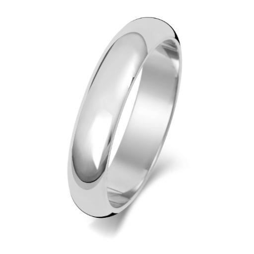 9ct White Gold 4mm D Shape Wedding Band