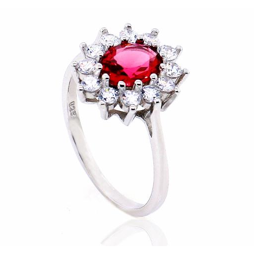 Sterling Silver Oval Ruby Red Ring