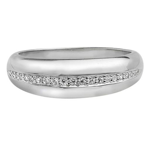 925 Sterling Silver Wedding Band 6.5mm CZ D Shape Ring