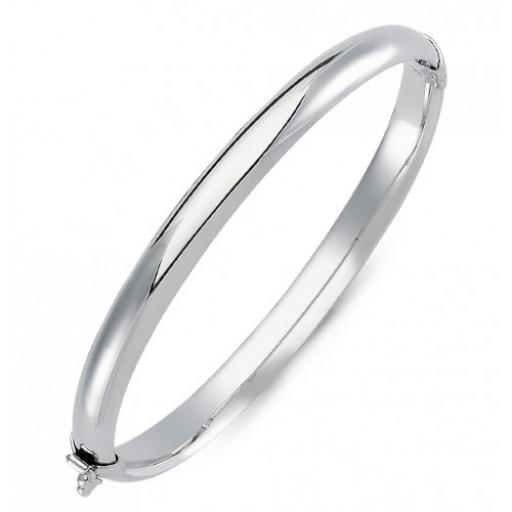 Sterling Silver Ladies D Shape Polished Hinged Bangle Gift Box